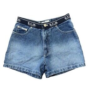 Vintage Bum Equipment Denim Shorts 90s High Rise Logo Jean 9/10 Y2K USA Vibe